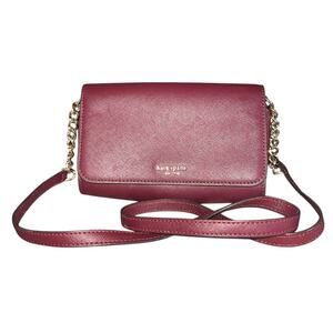 Kate Spade Cameron Small Flap Leather Burgundy Crossbody Bag